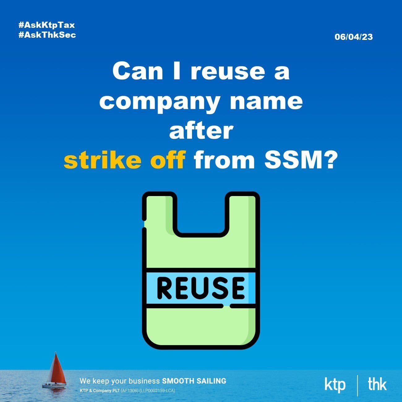 Can I reuse a company name after strike off from SSM?