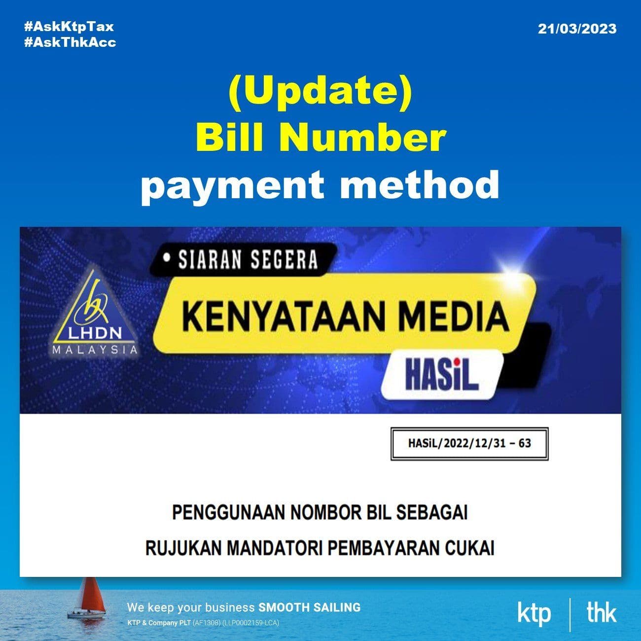 Illustration for Use of reference number (nombor bill) for IRB tax payment Part 3